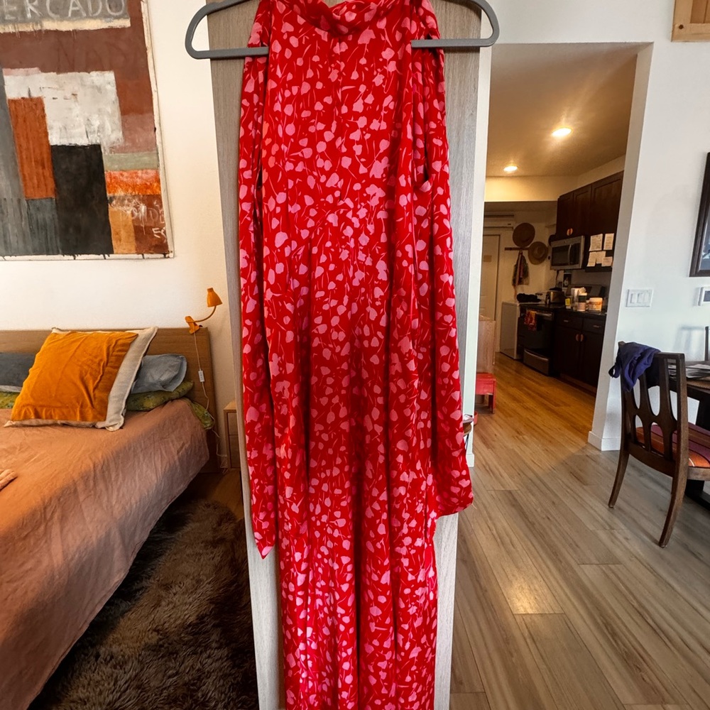 Zara Red and Pink Patterned Dress